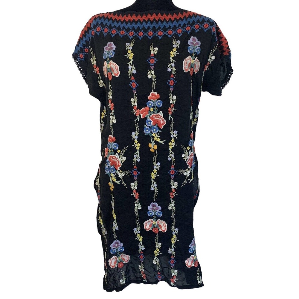 Johnny Was Embroidered black Floral Bennet Tunic top NWT Size XXS